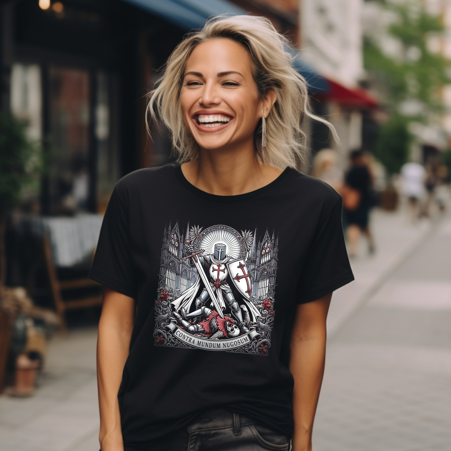 "Contra Mundum Nugosum" Latin Phrase meaning Against Clown World - Tee Shirt (women)