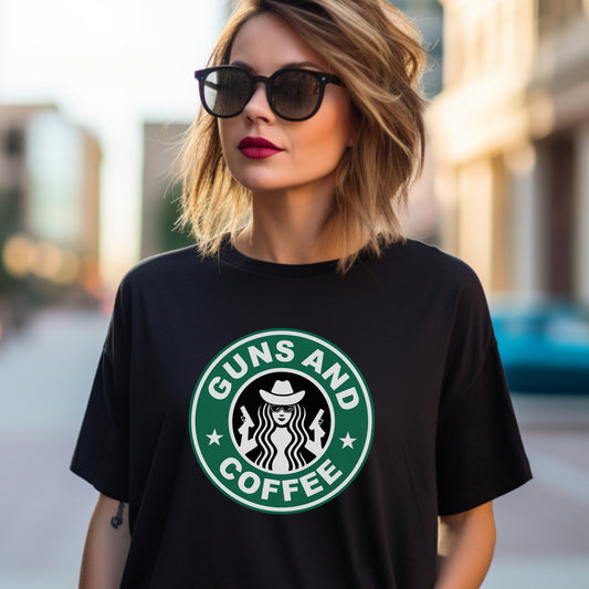 "GUNS AND COFFEE" Tee (women)